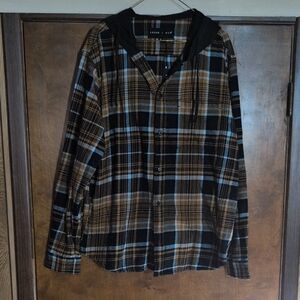 Edgar + Ash Men's Hooded Flannel Shirt Size XL